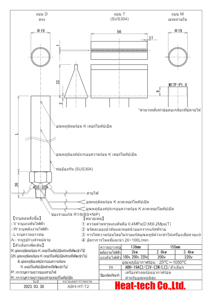 《เครื่องทำลมร้อนอากาศร้อนขนาดเล็กสำหรับอุณหภูมิสูง》ABH-19A