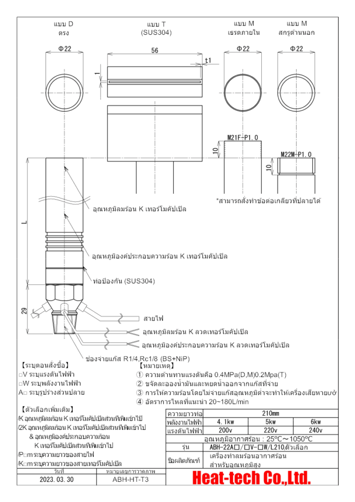 《 เครื่องทำลมร้อนอากาศร้อนปานกลางสำหรับอุณหภูมิสูงเครื่องทำล 》ABH-22A