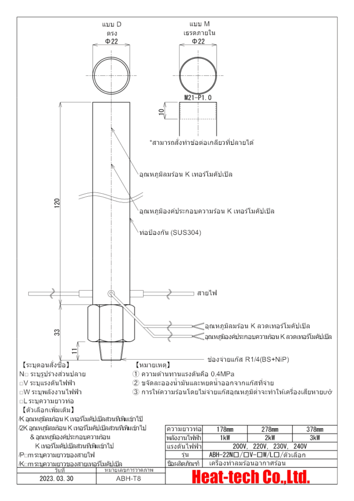 《แข็งแกร่ง เครื่องทำลมร้อนอากาศร้อนขนาดกลาง》ABH-22N