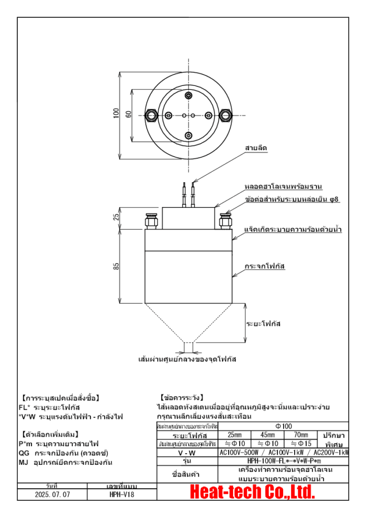 9. ภาพร่างภายนอกของ HPH-100